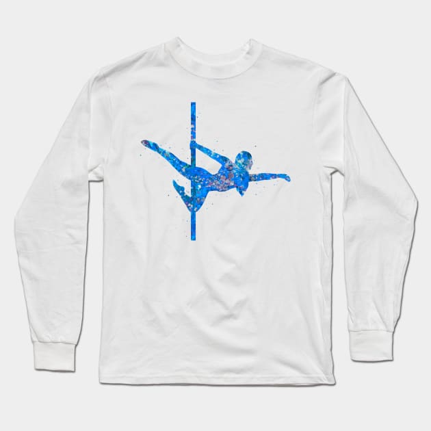 Pole dance blue art Long Sleeve T-Shirt by Yahya Art